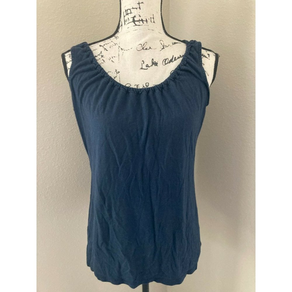 TALBOTS NAVY BLUE SLEEVELESS SHIRT - SIZE LARGE